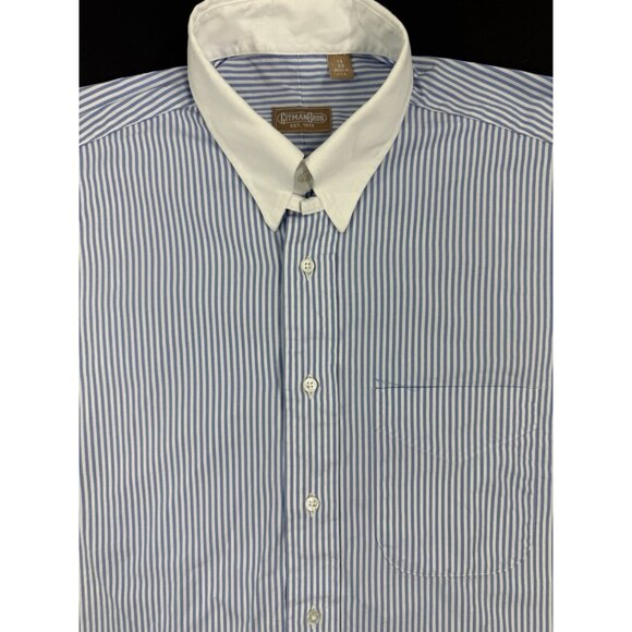 Vintage Gitman Bros Shirt Mens Winchester Oxford 15/33 Blue Striped Tab Collar